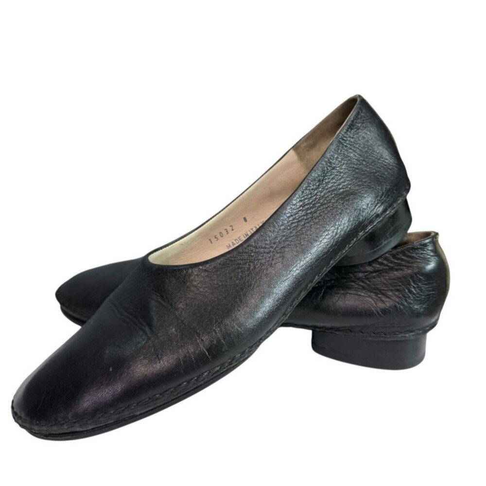 Bottega Veneta Black Leather Low Heel Ballet Pumps Handmade in Italy  $960 Sz 8